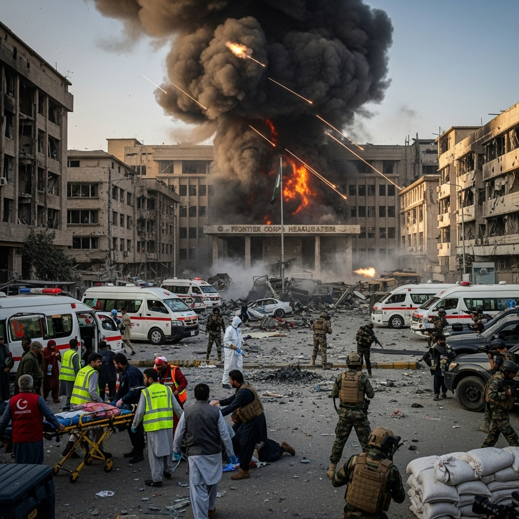 Bomb blast kills 10 at paramilitary HQ in Quetta, Pakistan.