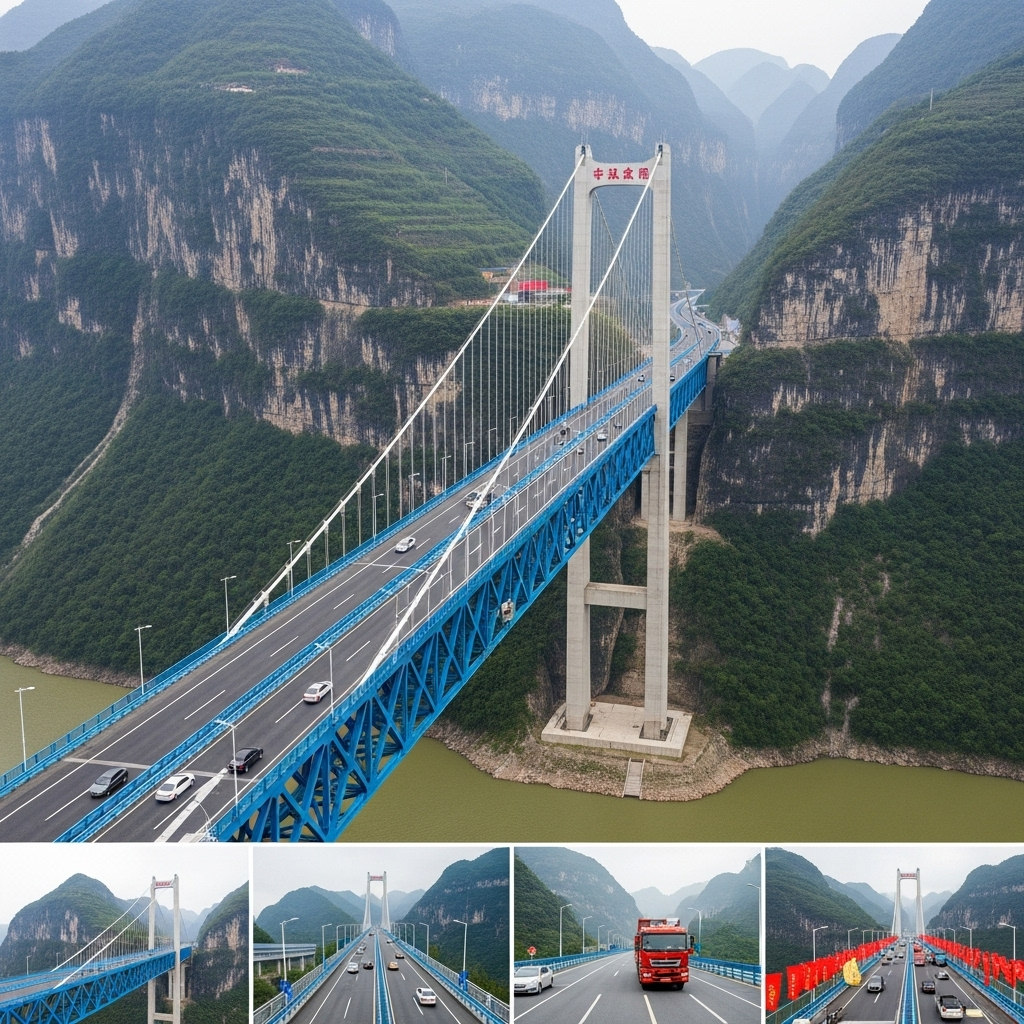 World's tallest bridge opens in China, cutting travel to 2 minutes.