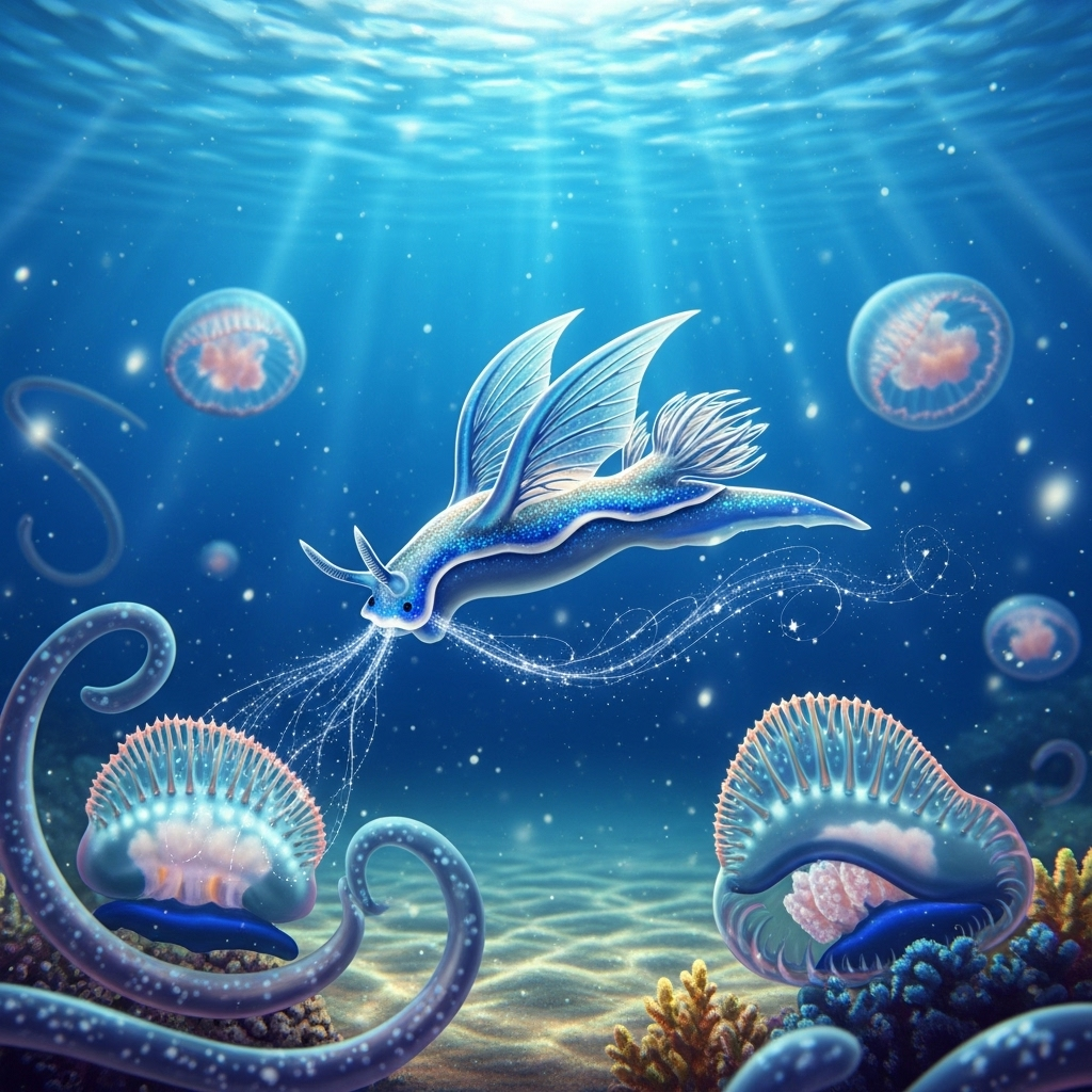 Fact on blue dragon sea slug named Glaucus atlanticus